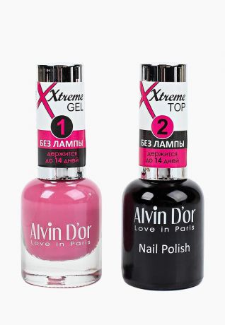 Набор гель-лаков для ногтей Alvin Dor Xtreme (лак+тoп) тон MIX 17, 2 х 15 мл