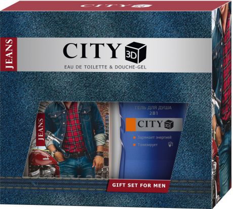 City Parfum Парфюмированный набор: City 3D Jeans Original Туалетная вода, 90 мл + Гель для душа, 150 мл