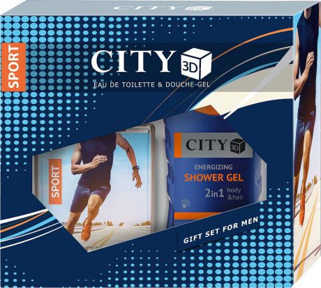 Парфюмерный набор City 3D Sport: туалетная вода, 90 мл, гель для душа, 150 мл