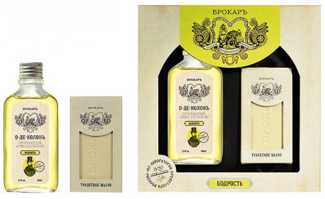 Brocard Подарочный набор для мужчин Бодрость: одеколон, 100 мл + мыло, 100 г