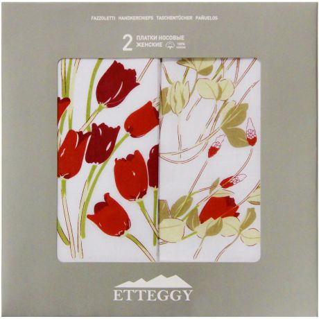 Носовой платок Etteggy ЭТ-P614-86-2х2, белый, красный, светло-бежевый, белый, красный, светло-бежевый