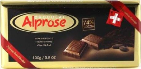 Шоколад Alprose Chocolat "SWISS PREMIUM" горький 74 процента какао, 100г