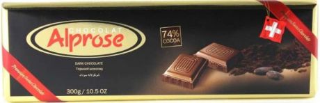 Шоколад Alprose Chocolat "SWISS PREMIUM" горький 74% какао с цельным миндалем, 300