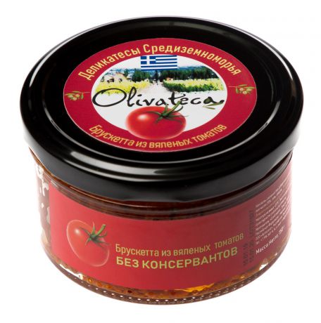 Овощные консервы OLIVATECA БРУСКЕТТА из вяленых томатов Стеклянная банка, 150