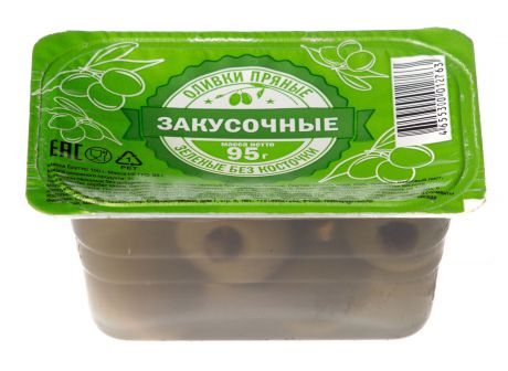 Овощные консервы Закусочные Оливки без косточки Пряные Пластиковая банка, 95