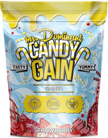 Напиток сухой Mr. Dominant Candy Gain, концентрат, клубника, 1000 г