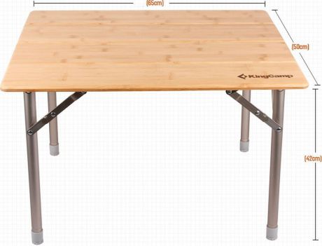 Стол раскладной KingCamp Folding Bamboo Table S, KC3955, оранжевый, 65 х 50 х 42/65 см