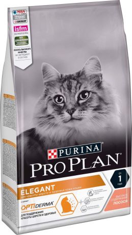 Корм сухой Pro Plan Elegant для кошек с чувствительной кожей, с лососем, 1,5 кг