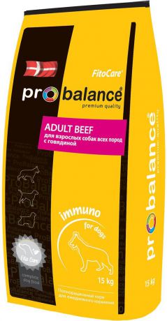 Корм сухой ProBalance "Immuno Adult" для взрослых собак, с говядиной, 15 кг