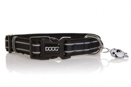Ошейник для собак DOOG Collars Lassie светоотражающий, COLBFL-L, черный, размер L (42-62 см)