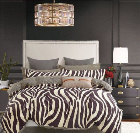 Комплект постельного белья Дом Текстиля SULYAN Африка, коричневый, темно-коричневый, бежевый, белый