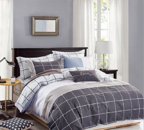Комплект постельного белья Дом Текстиля SULYAN Джек Дэниелс, коричневый, светло-коричневый, серый, светло-серый
