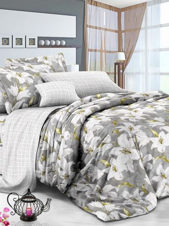 Комплект постельного белья ИМАТЕКС IM0377-1,5-70х70, серый, светло-серый, оливковый
