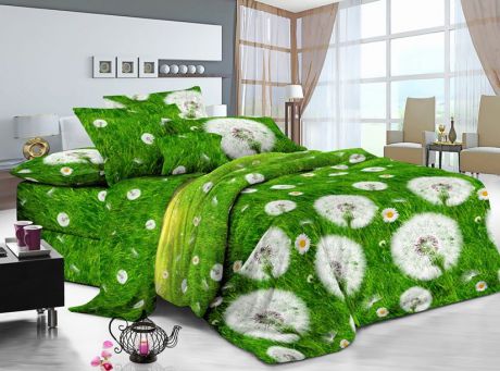 Комплект постельного белья ИМАТЕКС IM0373-2е-70х70, зеленый, светло-серый, желтый