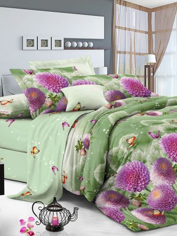 Комплект постельного белья ИМАТЕКС IM0387-2е-70х70, зеленый, розовый, белый