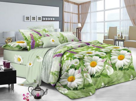 Комплект постельного белья ИМАТЕКС IM0024-сем-70х70, светло-зеленый, желтый, розовый