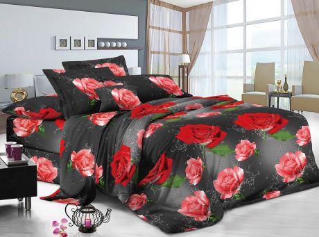 Комплект постельного белья ИМАТЕКС IM0391-сем-70х70, красный, зеленый, темно-серый