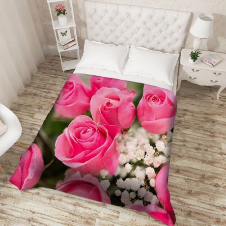 Покрывало Сирень "Крупные розы", ПКМК005-13587, розовый, 220х200