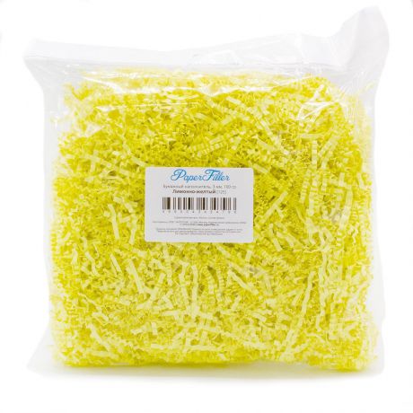 Подарочная упаковка Paperfiller Гофрированный бумажный наполнитель, 3 мм, упаковка 100гр. Цвет: Лимонно-желтый, Бумага
