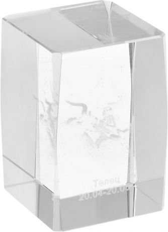 Брелок Miland Стеклянный куб Телец, малый, НУ-8517, прозрачный