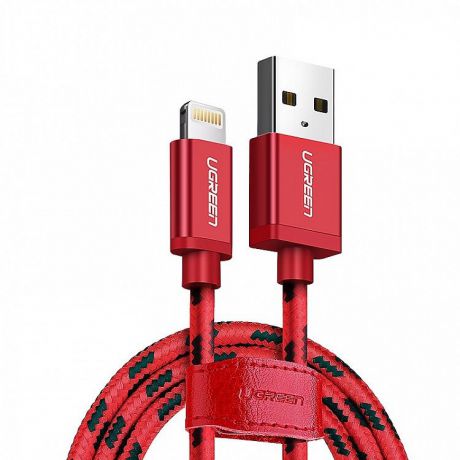 Кабель Ugreen MFi Lightning Cable Red, 1.0m, красный