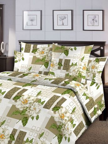 Комплект постельного белья ИМАТЕКС 9751-сем-70х70, зеленый, светло-серый