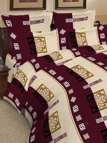 Комплект постельного белья ИМАТЕКС 9750-сем-70х70, бордовый, светло-бежевый