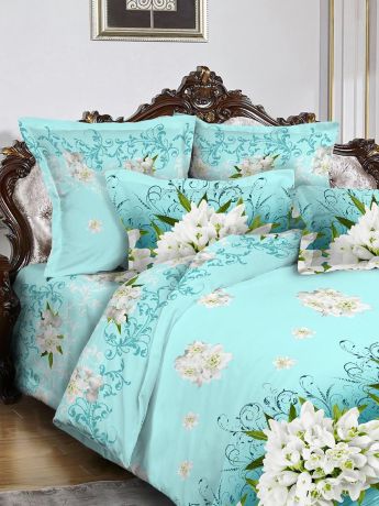 Комплект постельного белья ИМАТЕКС 9777-2-70х70, голубой, светло-серый, зеленый