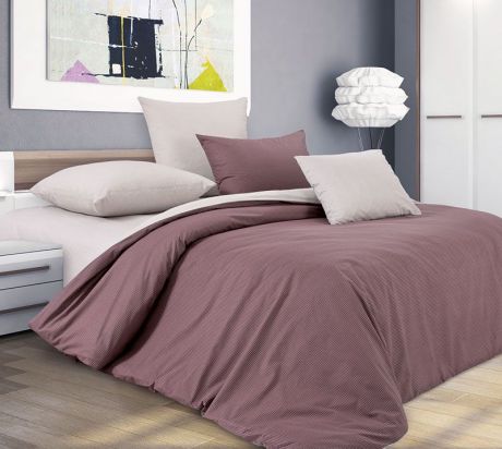 Комплект постельного белья Текс Дизайн "Шоколадный крем" перкаль; размер: Евро