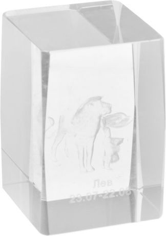 Брелок Miland Стеклянный куб Лев, малый, НУ-8523, прозрачный