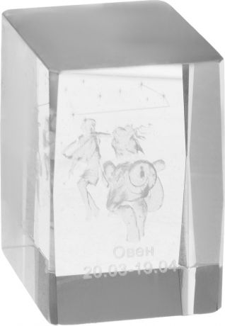 Брелок Miland Стеклянный куб Овен, малый, НУ-8518, прозрачный
