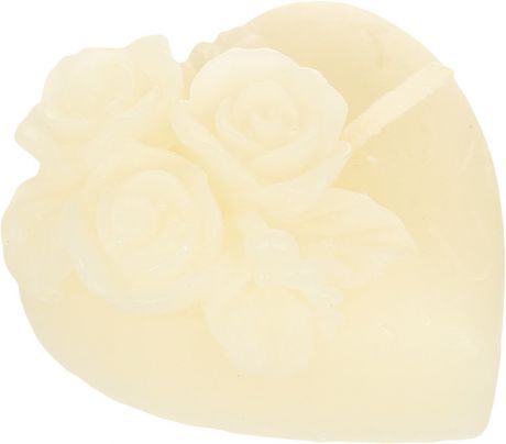 Свеча декоративная Miland Сердце с розой, белый, 4,5 см