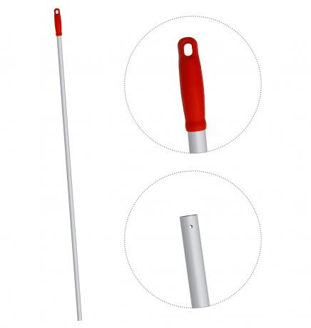 Ручка для швабры A-VM Ручка для держателя мопов из алюминия, крепление - кольцо, диаметр 22 мм, длина 130 см, красный