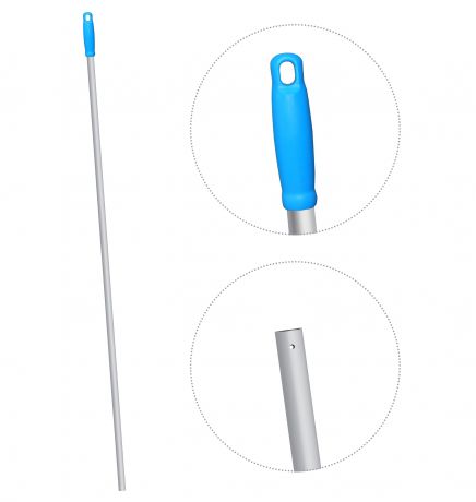 Ручка для швабры A-VM Ручка для держателя мопов из анодированного алюминия, крепление - кольцо, длина 140 см, диаметр 23 мм, синий