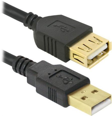 USB кабель Defender USB02-06PRO USB2.0 AM-AF, 1.8 м, 87429, черный