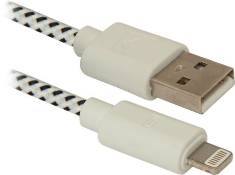 Кабель USB-Lightning Defender 87471, ACH01-03T USB(AM)-Lightning(M), 1м, белый