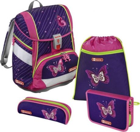 Ранец школьный Step by Step 2in1 Shiny Butterfly, 1047670, фиолетовый, 4 предмета