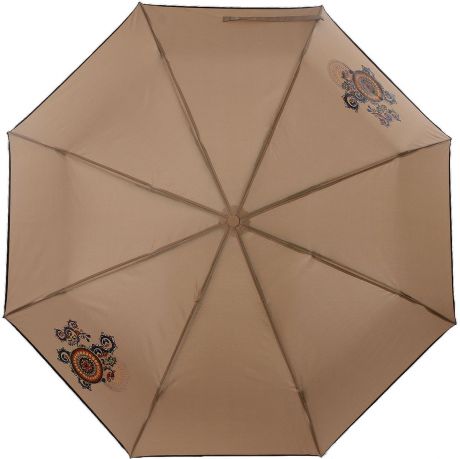 Зонт женский ArtRain, механический, 3 сложения, цвет: коричневый. 3511-1706