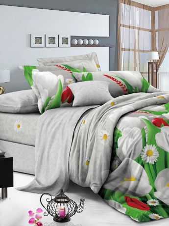 Комплект постельного белья ИМАТЕКС IM0399-2-70х70, светло-серый, зеленый, желтый