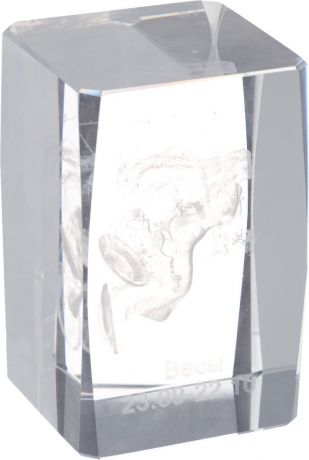Брелок Miland Стеклянный куб Весы, большой, НУ-8532, прозрачный