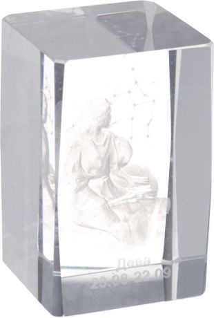 Брелок Miland Стеклянный куб Дева, большой, НУ-8530, прозрачный
