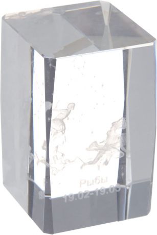 Брелок Miland Стеклянный куб Рыбы, большой, НУ-8524, прозрачный