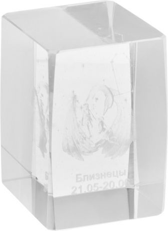 Брелок Miland Стеклянный куб Близнецы, малый, НУ-8520, прозрачный