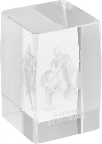 Брелок Miland Стеклянный куб Водолей, малый, НУ-8521, прозрачный