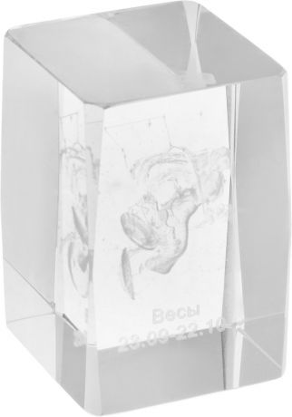 Брелок Miland Стеклянный куб Весы, малый, НУ-8514, прозрачный