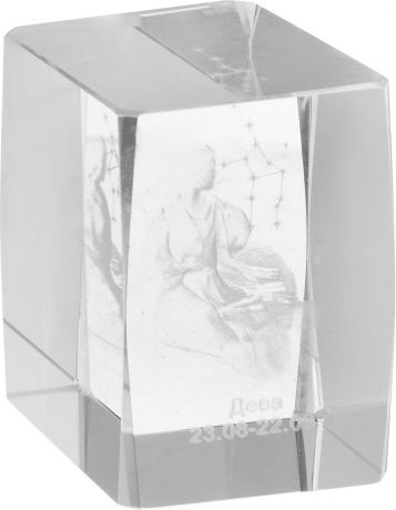 Брелок Miland Стеклянный куб Дева, малый, НУ-8513, прозрачный
