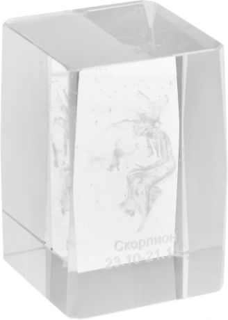 Брелок Miland Стеклянный куб Скорпион, малый, НУ-8515, прозрачный