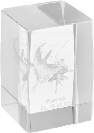 Брелок Miland Стеклянный куб Козерог, малый, НУ-8519, прозрачный