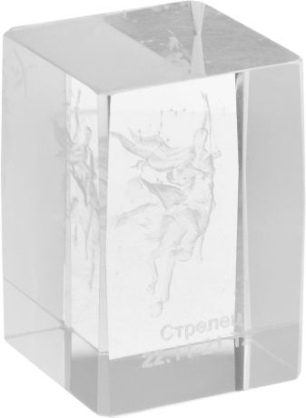 Брелок Miland Стеклянный куб Стрелец, малый, НУ-8516, прозрачный