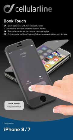 Чехол Cellularline для Apple iPhone 7/8, BOOKTOUCHIPH747K, черный